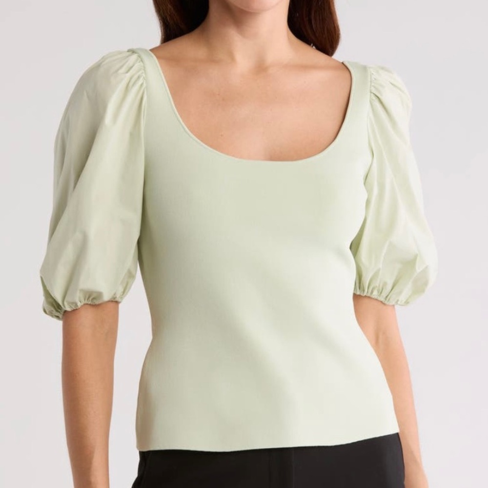 Theory Puff Sleeves Scoop Neck Top NWT!